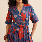 Midnight garden pleated maxi dress