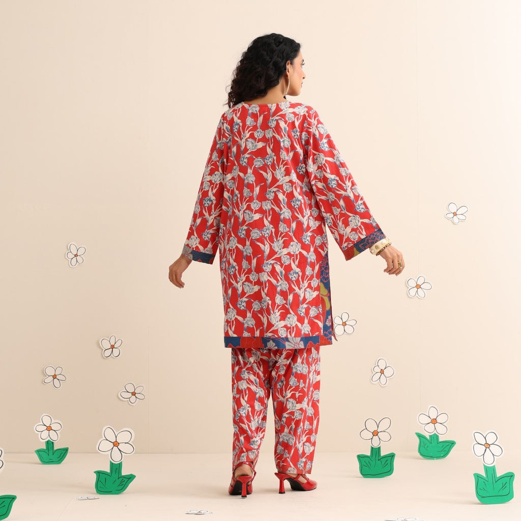 Crimson sky kurta set
