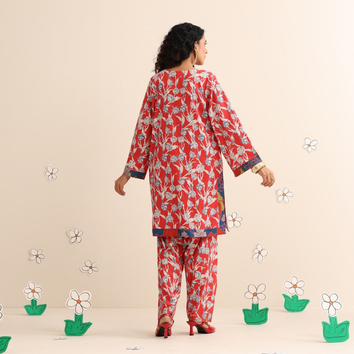 Crimson sky kurta set