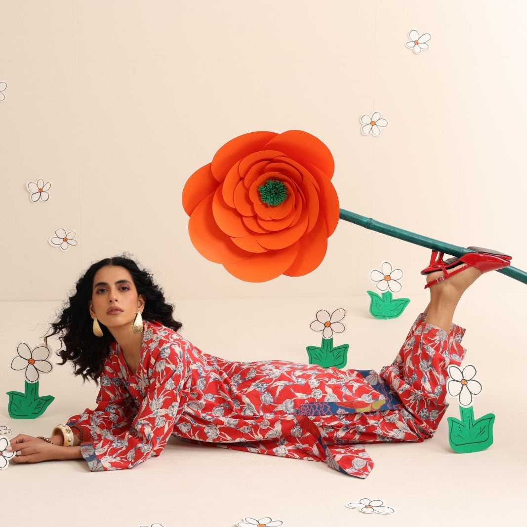 Crimson sky kurta set