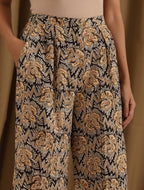 ON SALE- Nasreen- Black mustard abstract coord set