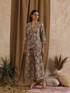 ON SALE- Nasreen- Black mustard abstract coord set