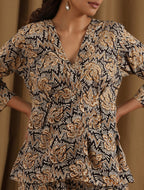 ON SALE- Nasreen- Black mustard abstract coord set