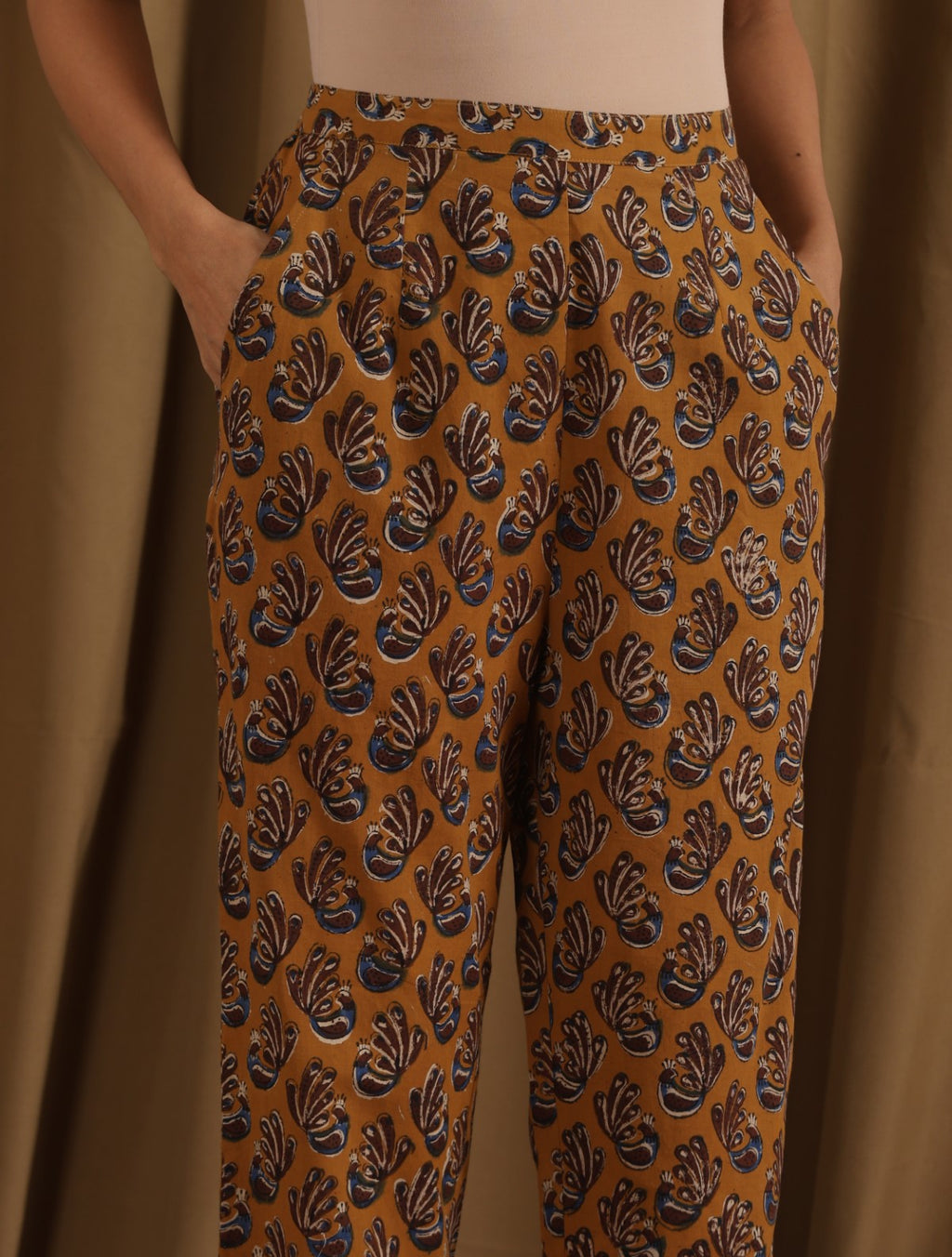 ON SALE- Kesari- Mustard pantsuit with navy shirt - 3 piece set