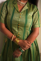 Regina- Green A line pleated dress