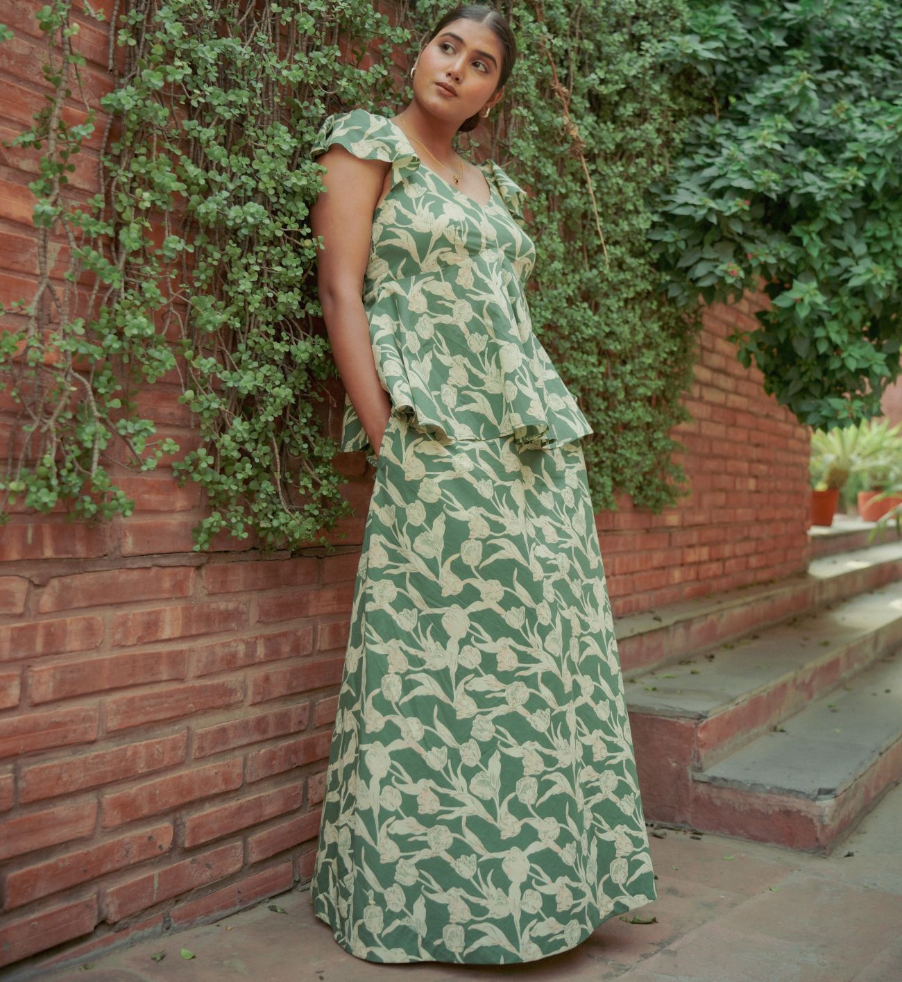 Wild greens skirt and top set