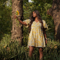 Yellow blossom short dress