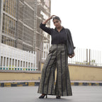 Duchess- Black shirt with black gold zari wide pants