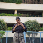 Duchess- Black shirt with black gold zari wide pants