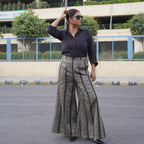 Duchess- Black shirt with black gold zari wide pants