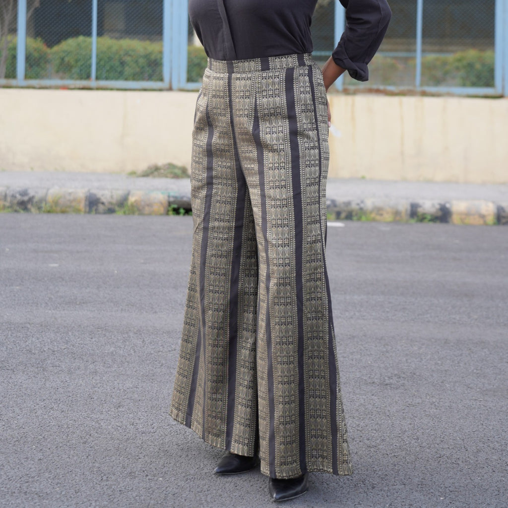 Duchess- Black shirt with black gold zari wide pants