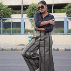Duchess- Black shirt with black gold zari wide pants
