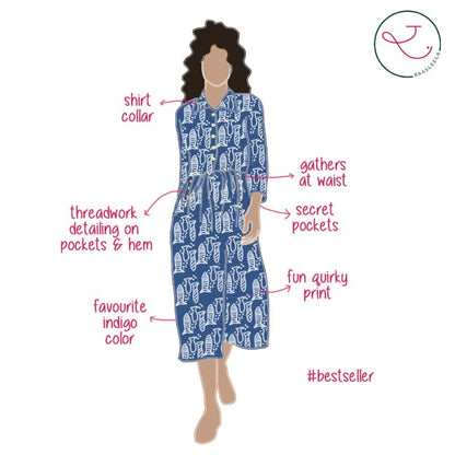 Nemo- Indigo fish print dress