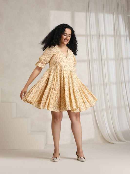 Caramel flirty flare short dress