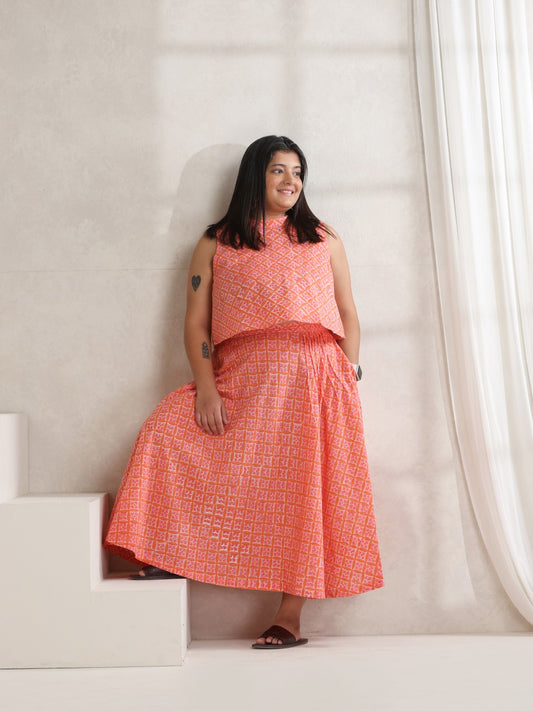 Orange skies top and skirt set