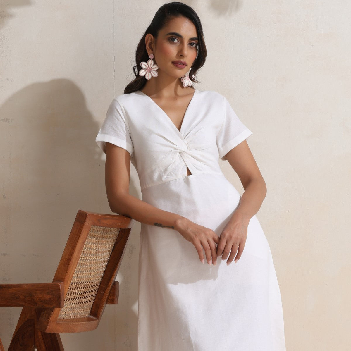 Seraphina - Front twisted white dress