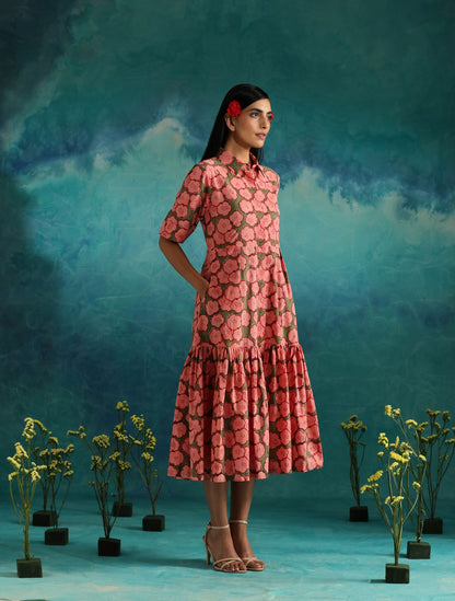 Strawberry Fields- Button down dress with pleats