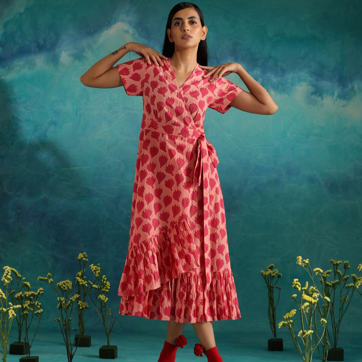 Pinky Promise - Wrap around dress with frills