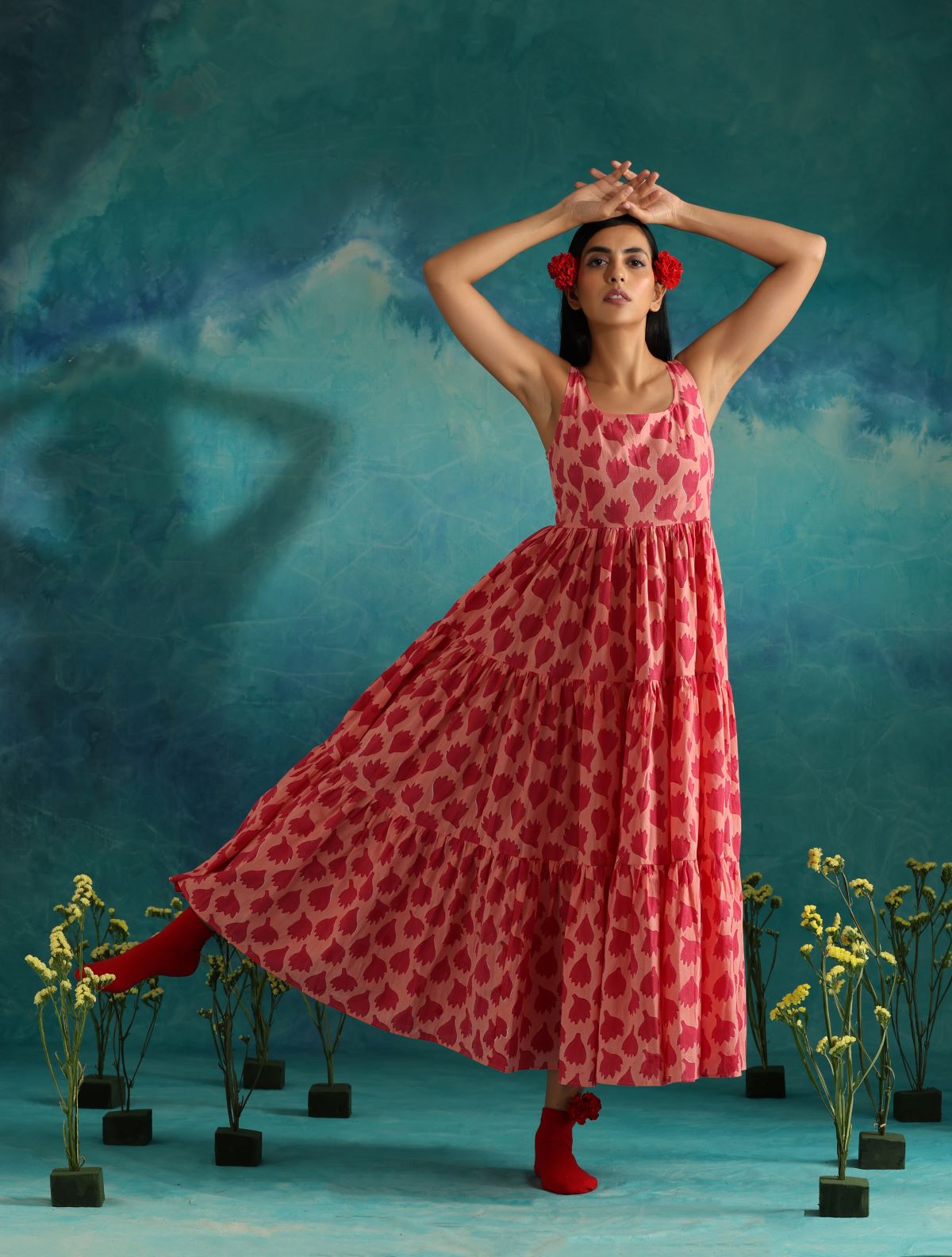 Pinky promise- Multitiered long dress