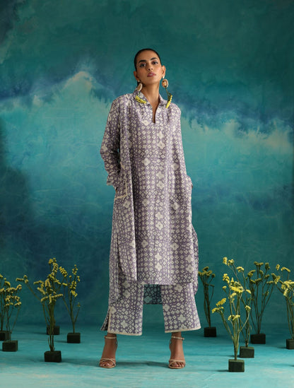 Lavender baubles kurta coord set of 2