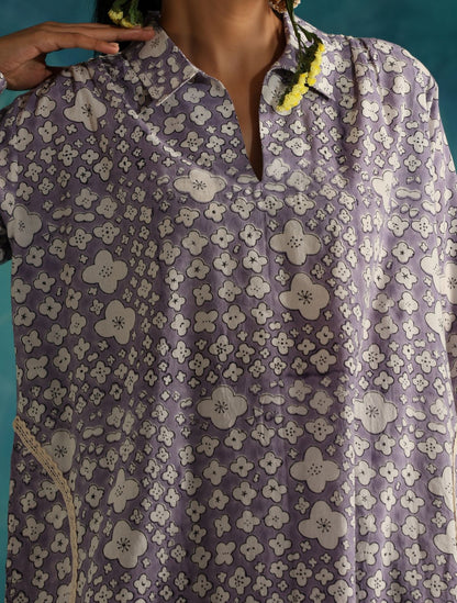 Lavender baubles kurta coord set of 2