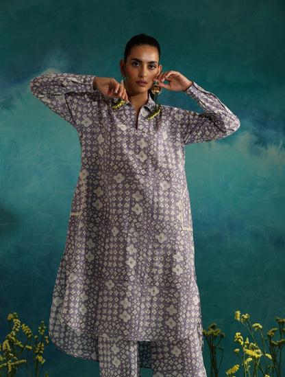 Lavender baubles kurta coord set of 2