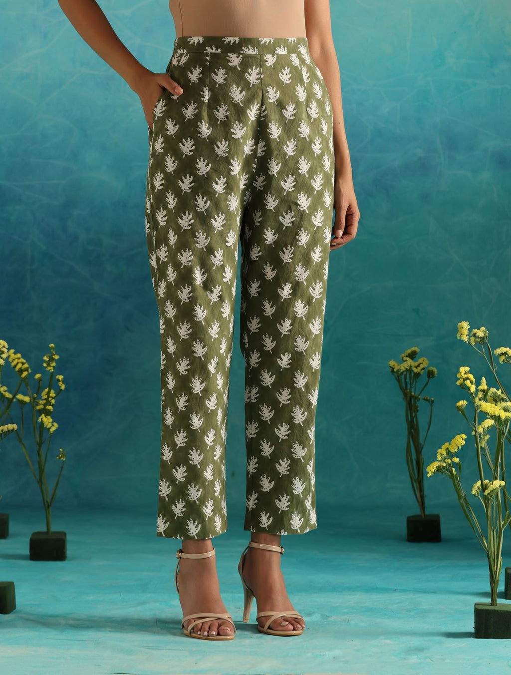 ON SALE- Olive leafy casual coord kurta set