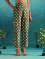 ON SALE- Olive leafy casual coord kurta set