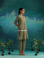 ON SALE- Olive leafy casual coord kurta set