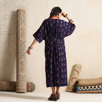 Haseen- Front pleated dress / kaftan in handwoven ikat