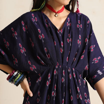 Haseen- Front pleated dress / kaftan in handwoven ikat