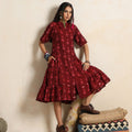 ON SALE- Ruya- Rust handwoven ikat tiered dress