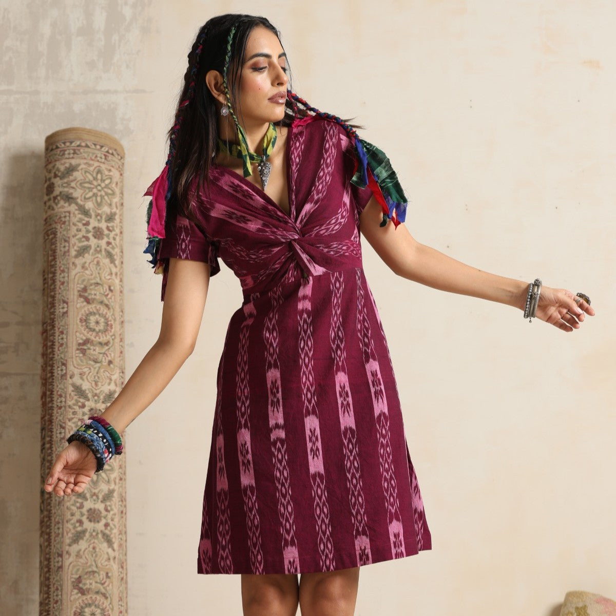 Falsafa- wine twisted dress