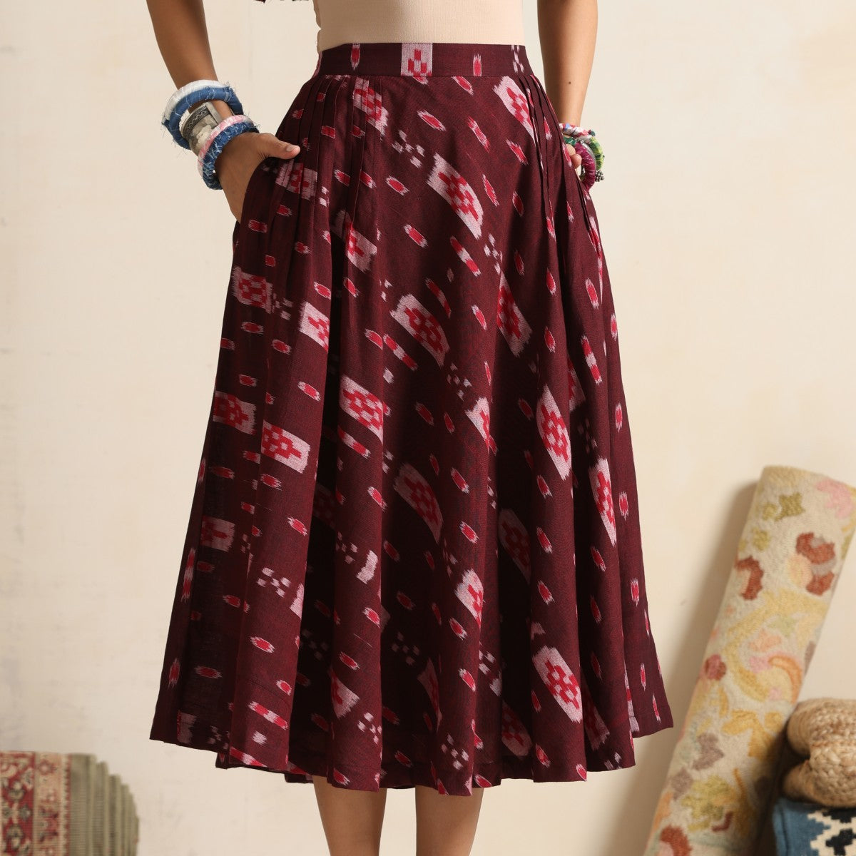 Mehtaab- Top and skirt set in handwoven ikat
