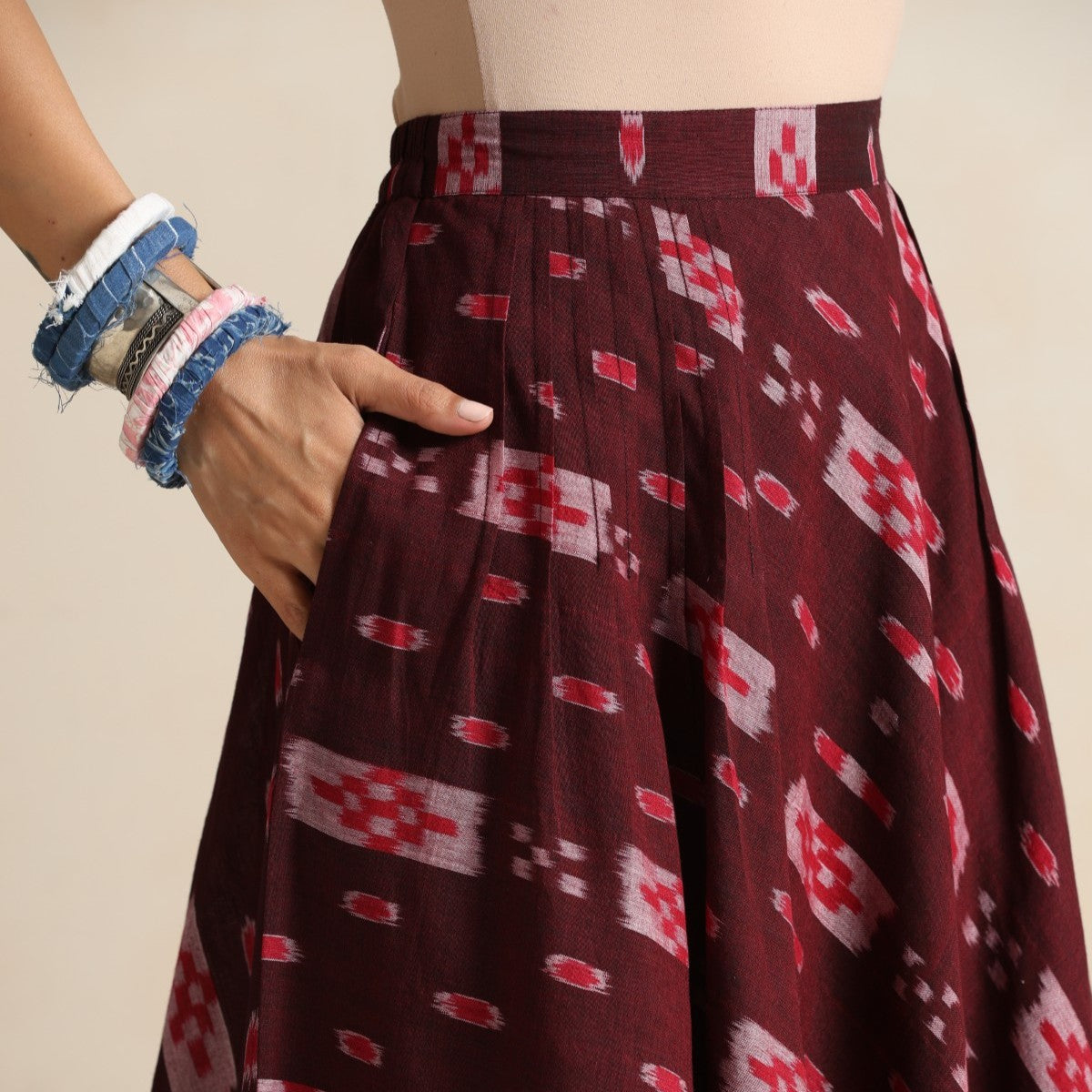 Mehtaab- Top and skirt set in handwoven ikat