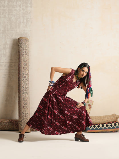Tassavur- Handwoven Ikat Waistcoat and skirt set