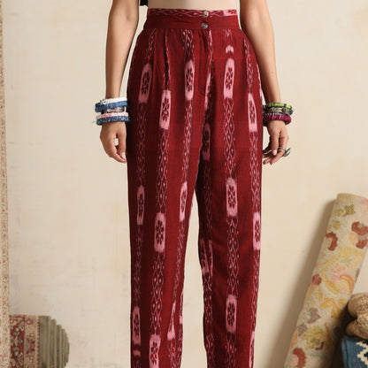 Leher- Waistcoat and pant set in handwoven ikat