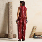 Leher- Waistcoat and pant set in handwoven ikat