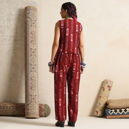 Leher- Waistcoat and pant set in handwoven ikat