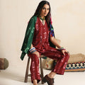 Leher- Waistcoat and pant set in handwoven ikat