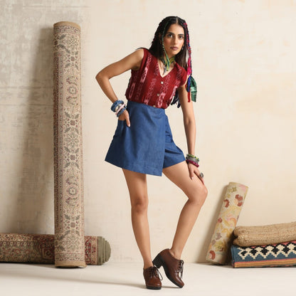 Aks- Waistcoat with skirt in handwoven ikat