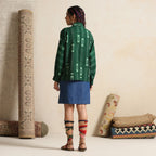 Khwab- Green ikat overlay with a denim mini skirt