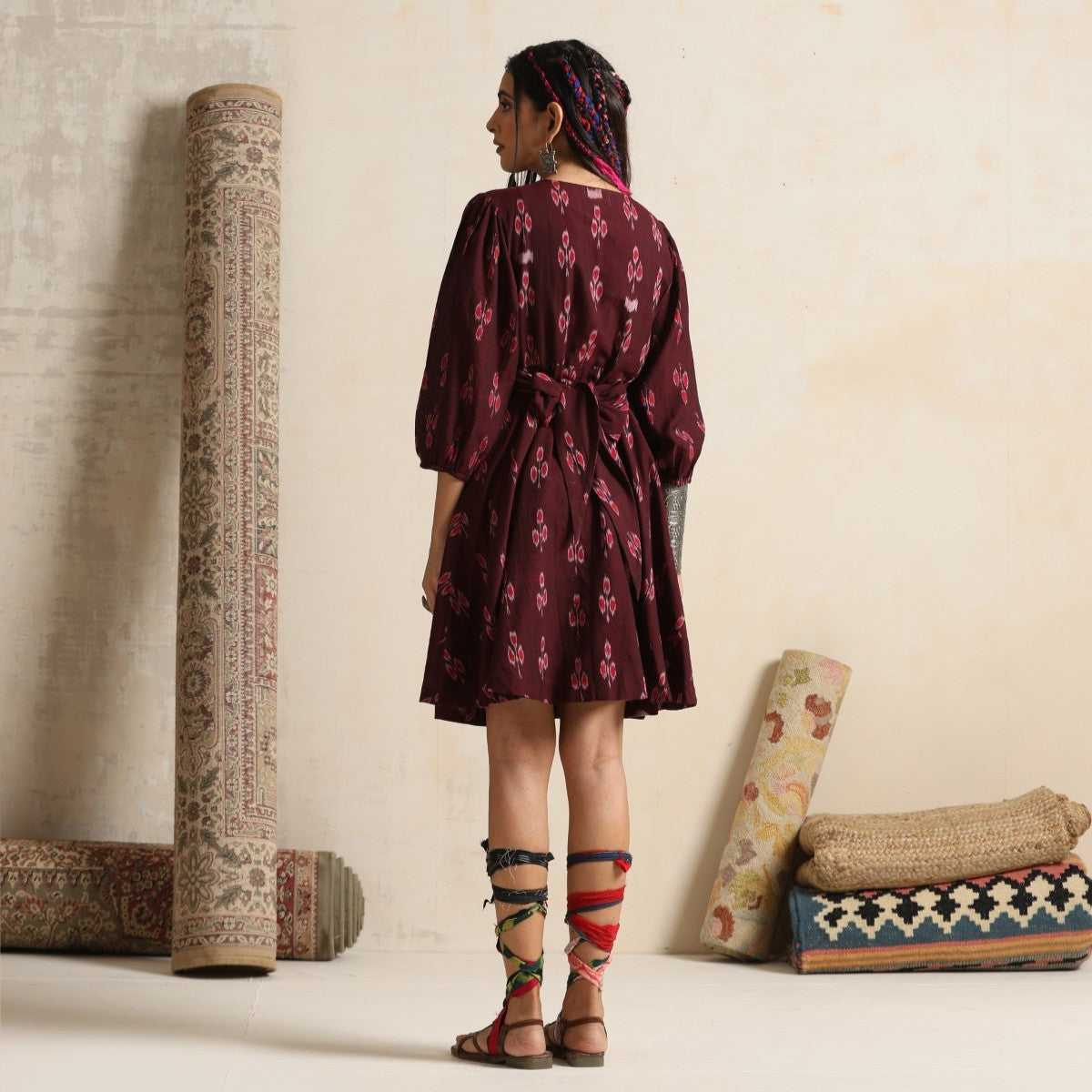 Rangrez- Front wrap handwoven ikat dress