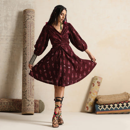 Rangrez- Front wrap handwoven ikat dress