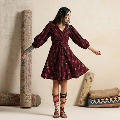 Rangrez- Front wrap handwoven ikat dress