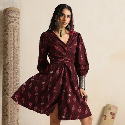 Rangrez- Front wrap handwoven ikat dress