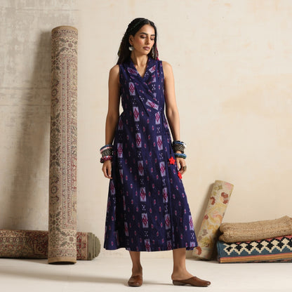 Noor- purple handwoven ikat angrakha dress