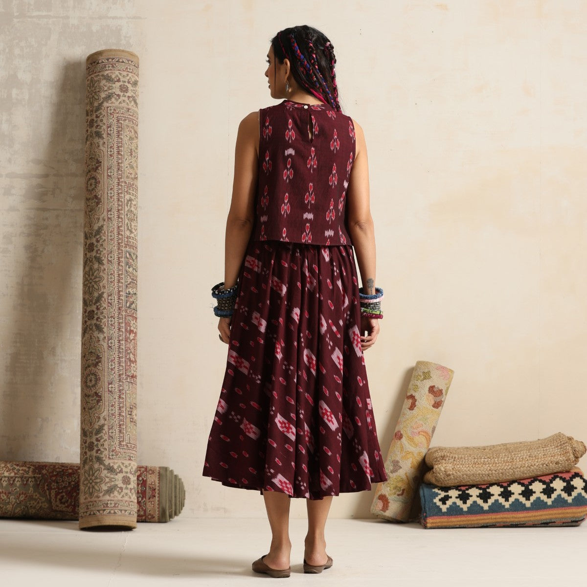 Mehtaab- Top and skirt set in handwoven ikat