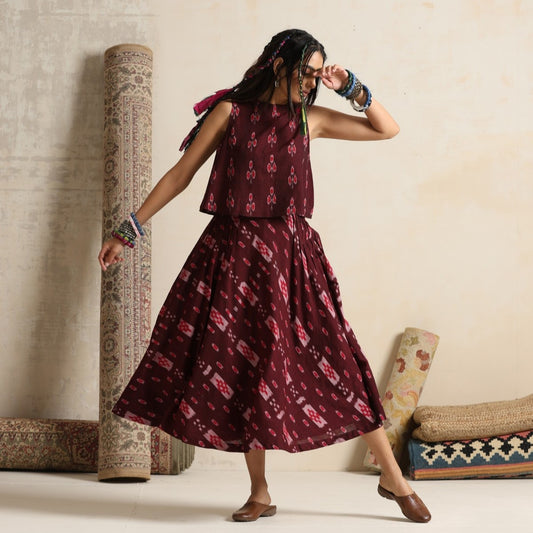 Mehtaab- Top and skirt set in handwoven ikat