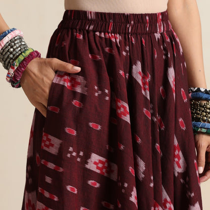 Izhaar- Brown ikat shirt and full skirt set
